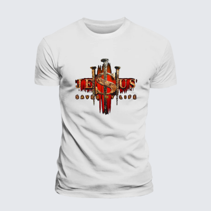 Jesus Saved My Life Jesus God Christian Premium Mercerized Cotton Tee