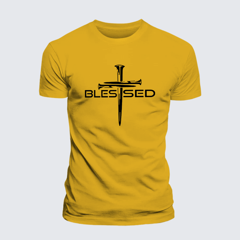 Cross Blessed Jesus God Christian Premium Mercerized Cotton Tee