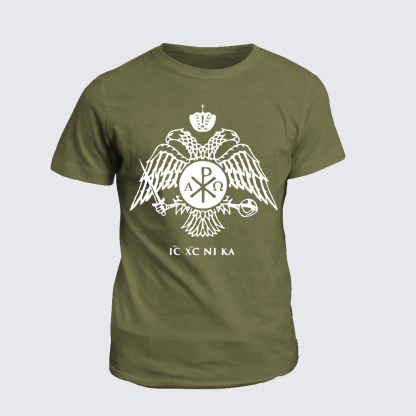 ICXCNIKA Orthodox Byzantine Eagle Jesus God Christian Cotton T-Shirt