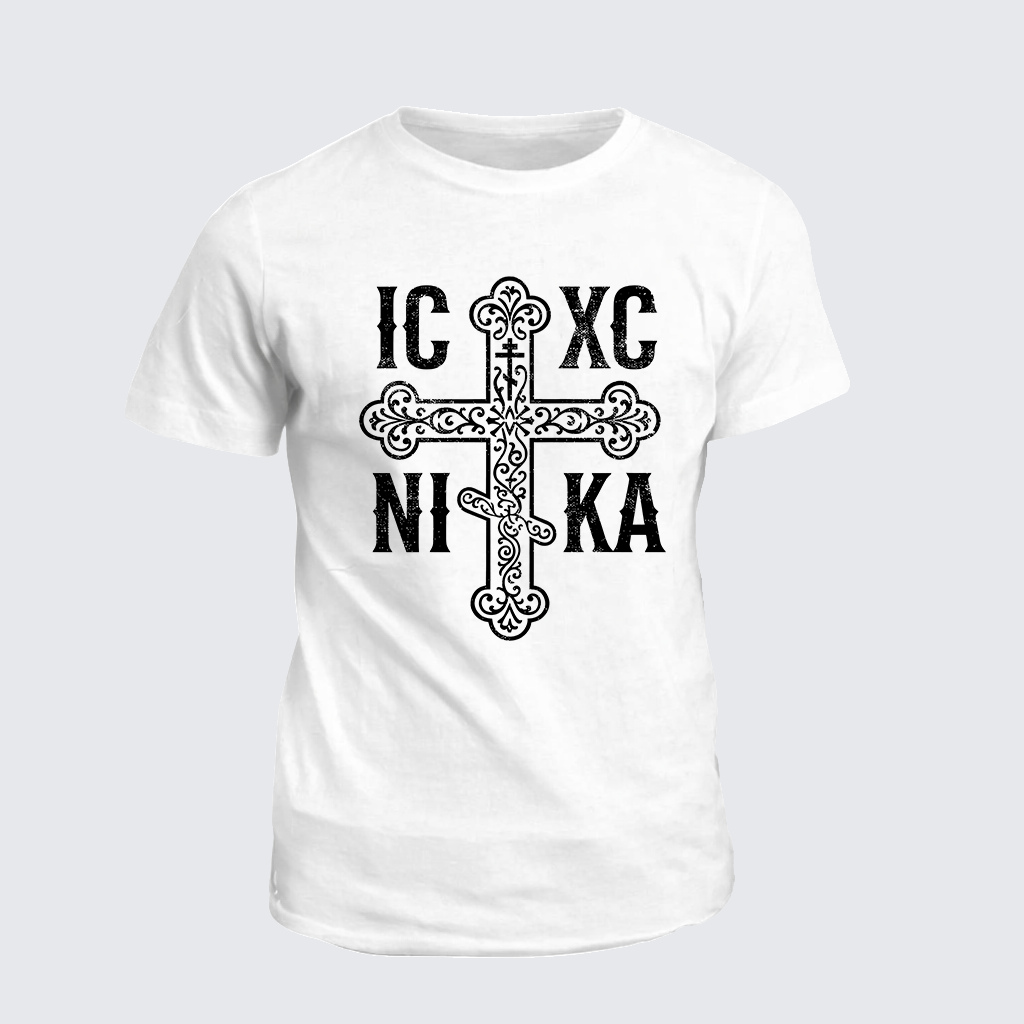  Eastern Orthodox Cross Jesus God Christian Cotton T-Shirt