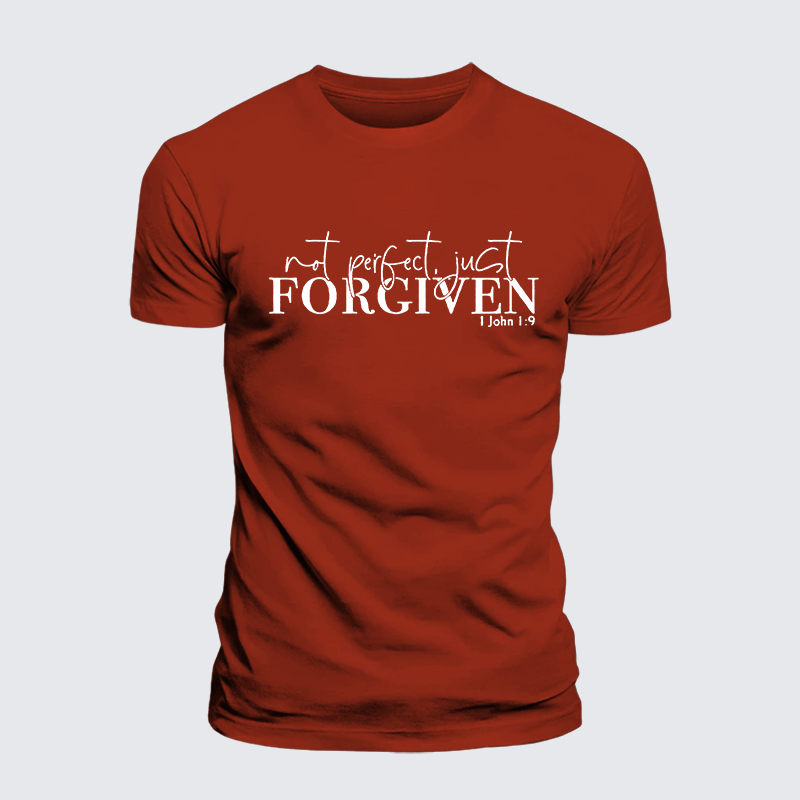 Not Perfect Just Forgiven Jesus God Christian Premium Mercerized Cotton Tee