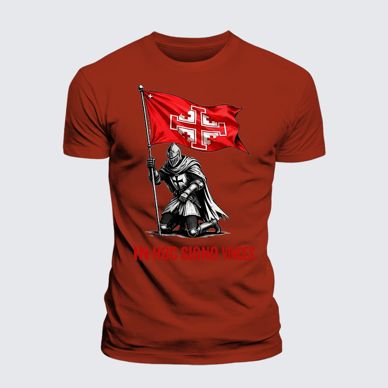 In Hoc Signo Vinces Jesus God Christian Premium Mercerized Cotton Tee