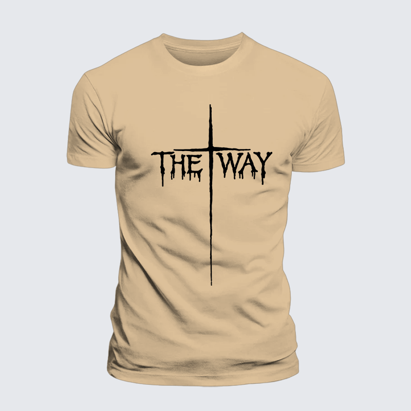 The Way Cross Faith Jesus God Christian Premium Mercerized Cotton Tee
