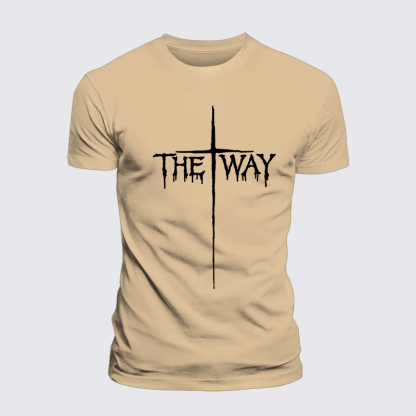 The Way Cross Faith Jesus God Christian Premium Mercerized Cotton Tee