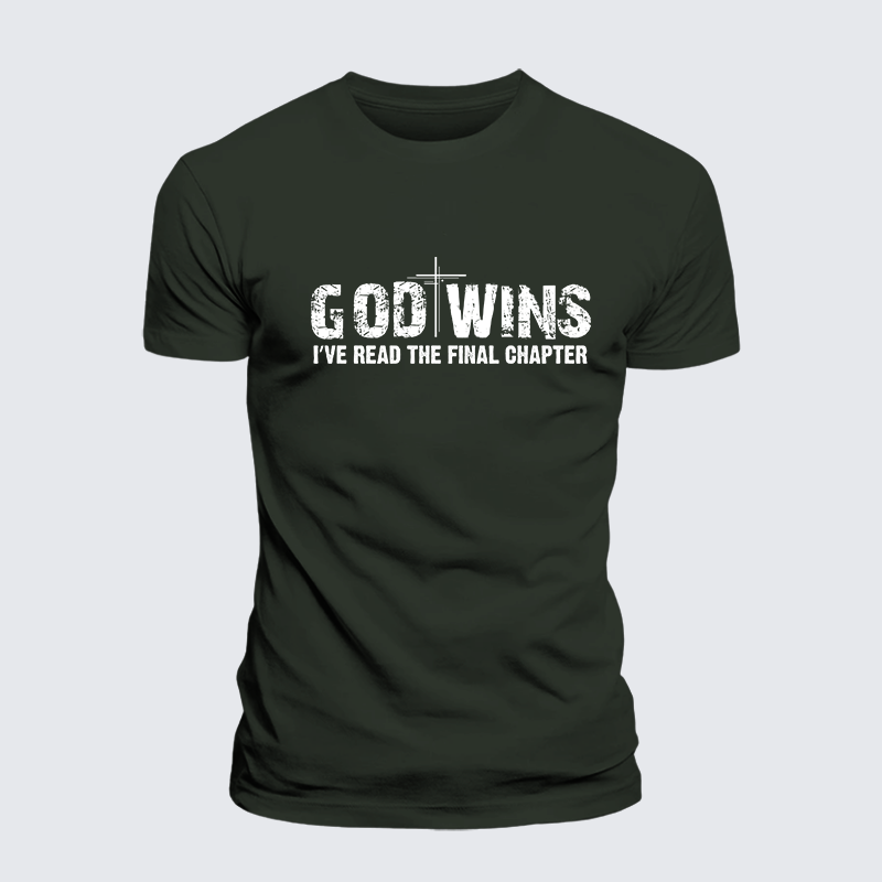 God Wins I've Read the Final Chapter Jesus God Christian Premium Mercerized Cotton Tee