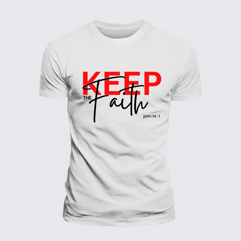 Keep The Faith Jesus God Christian Premium Mercerized Cotton Tee