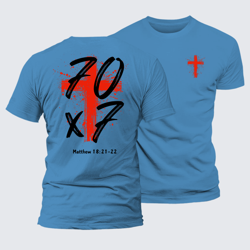 Matthew 18:21-22 Jesus God Christian Premium Mercerized Cotton Tee