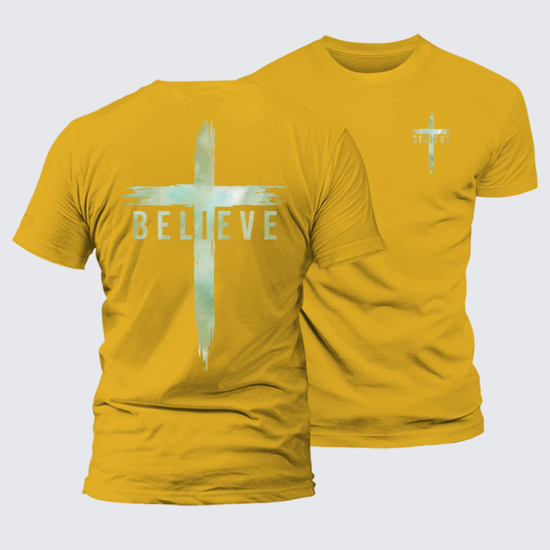 Believe Jesus God Christian Premium Mercerized Cotton Tee