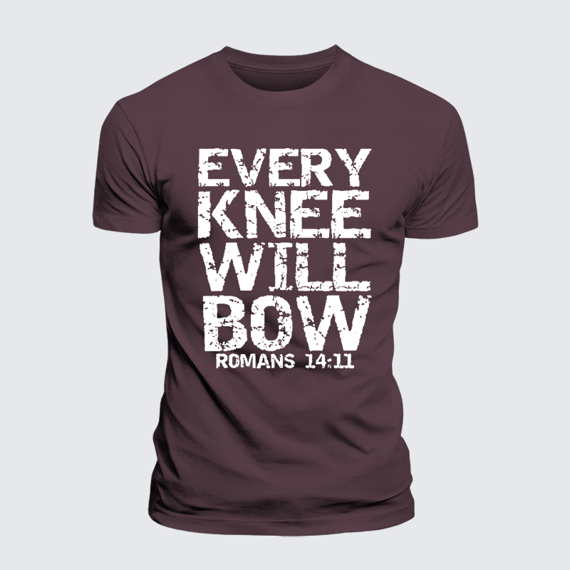 Bold Christian Bible Verse Quote for Men Every Knee Will Bow Jesus God Christian Premium Mercerized Cotton Tee