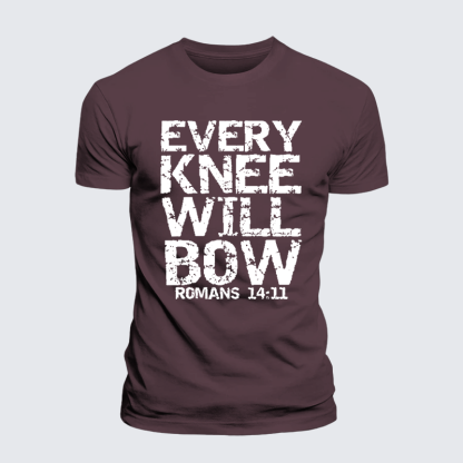 Bold Christian Bible Verse Quote for Men Every Knee Will Bow Jesus God Christian Premium Mercerized Cotton Tee