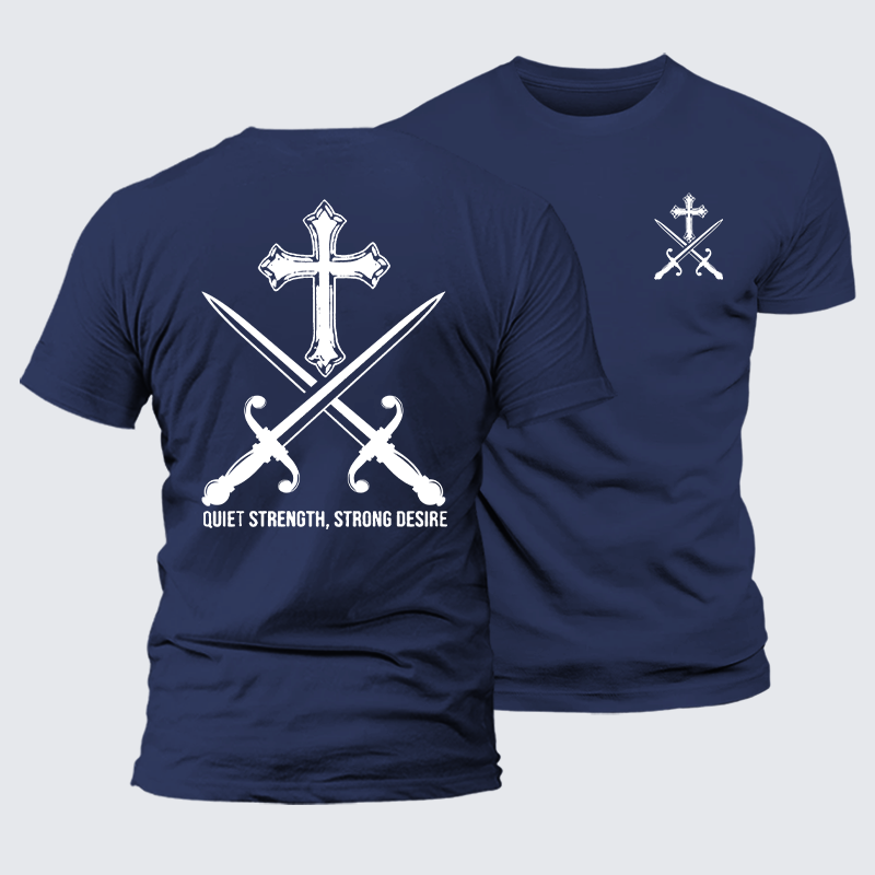 Quiet Strength, Strong Desire Jesus God Christian Premium Mercerized Cotton Tee