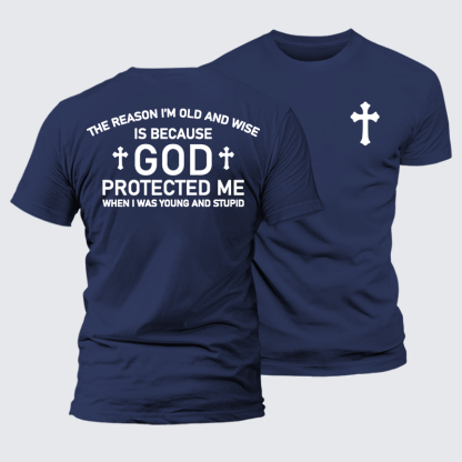 God Protected Me Jesus God Christian Premium Mercerized Cotton Tee