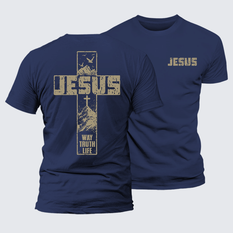 The Way, The Truth, The Life  Jesus God Christian Premium Mercerized Cotton Tee