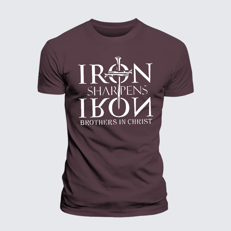 Iron Sharpens Iron Brothers in Christ Jesus God Christian Premium Mercerized Cotton Tee