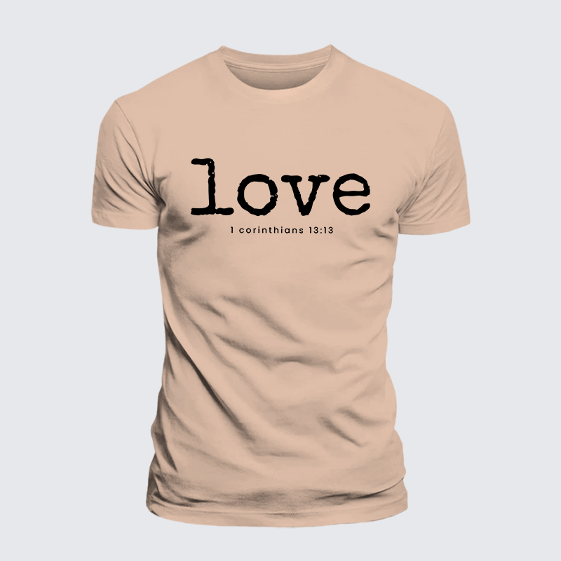 Love 1 Corinthians 13:13 Jesus God Christian Premium Mercerized Cotton Tee