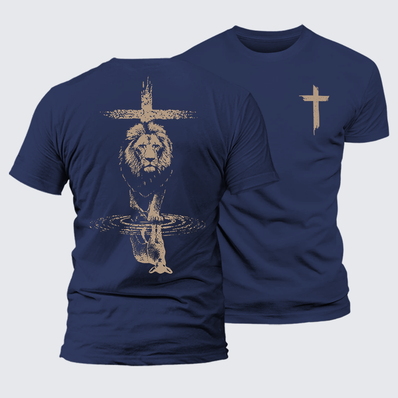 Power And Peace Faith Cross Jesus God Christian Premium Mercerized Cotton Tee