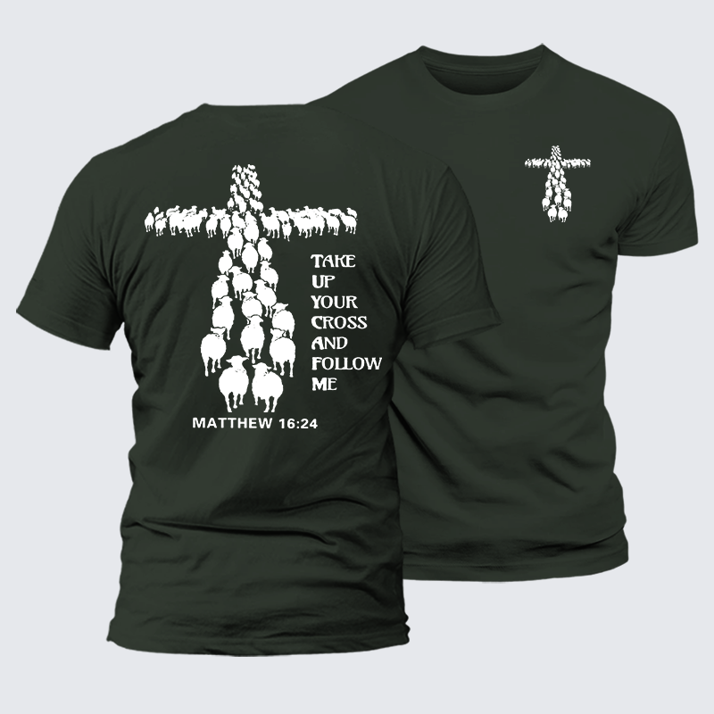 Take Up Your Cross Jesus God Christian Premium Mercerized Cotton Tee