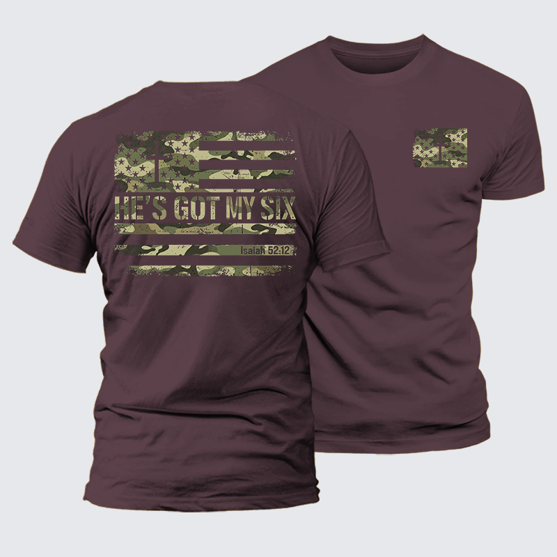 He's Got My Six Jesus God Christian Premium Mercerized Cotton Tee