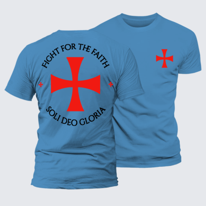 Fight for the Faith – Templar Cross Crusader Knight  Jesus God Christian Premium Mercerized Cotton Tee