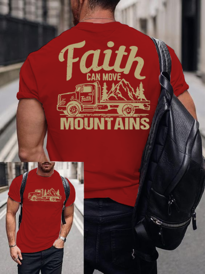 Faith Can Move Mountains Jesus God Christian Cotton T-Shirt