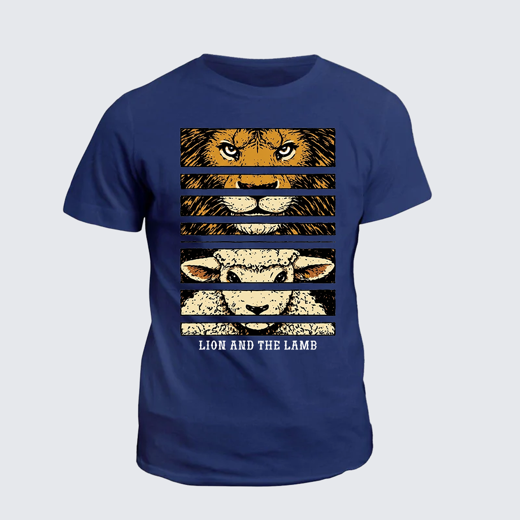 Lion And The Lamb Jesus God Christian Cotton T-Shirt