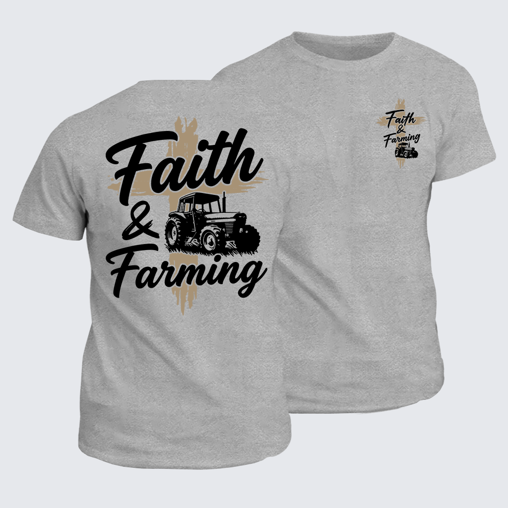 Faith & Farming Jesus God Christian Cotton T-Shirt