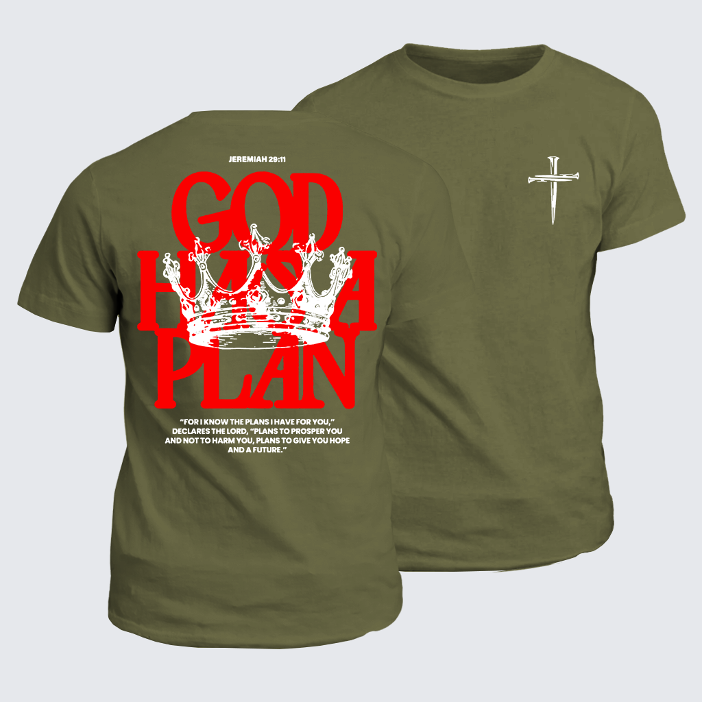 God Has A Plan Jesus God Christian Cotton T-Shirt