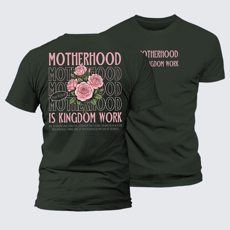 Motherhood Is Kingdom Work Jesus God Christian Premium Mercerized Cotton Tee