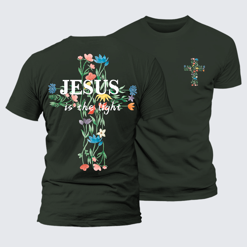 Jesus Is The Light Faith In Bloom Jesus God Christian Premium Mercerized Cotton Tee