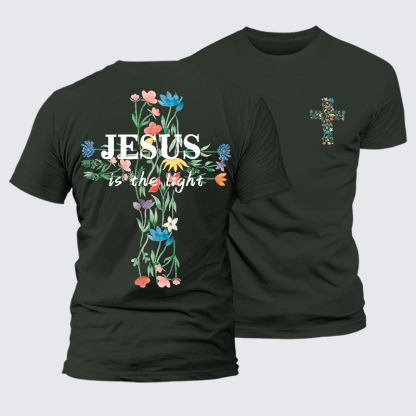 Jesus Is The Light Faith In Bloom Jesus God Christian Premium Mercerized Cotton Tee