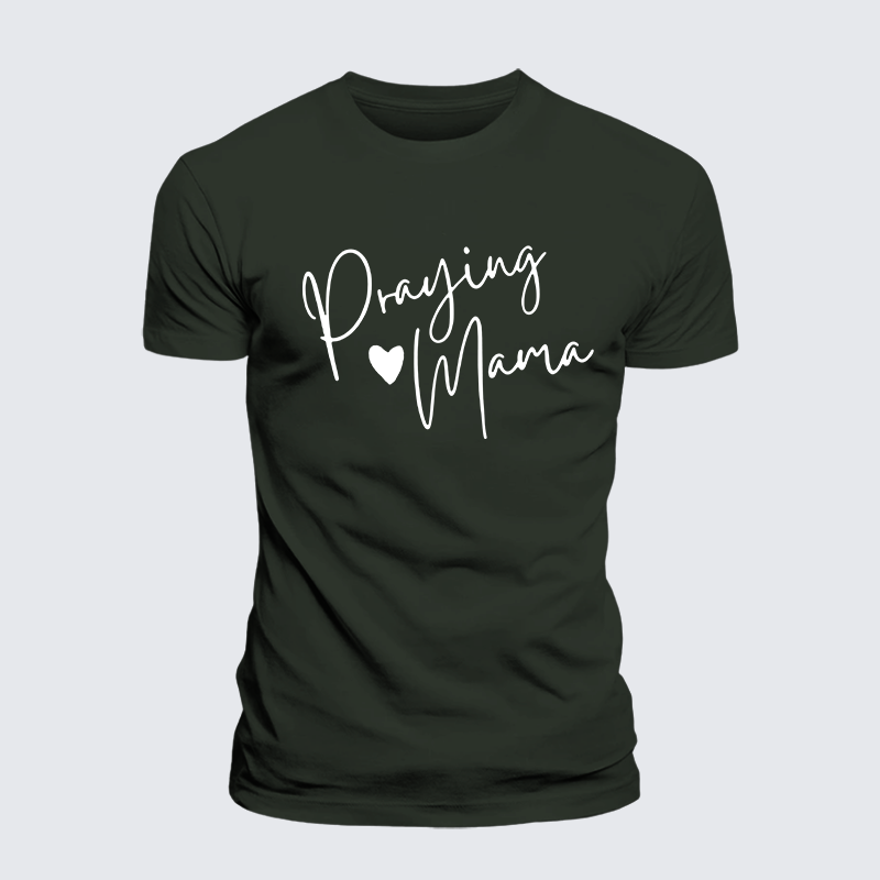 Praying Mama Jesus God Christian Premium Mercerized Cotton Tee