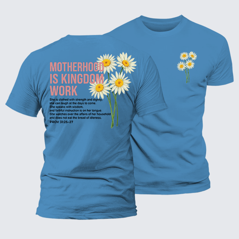 Motherhood Is Kingdom Work Jesus God Christian Premium Mercerized Cotton Tee