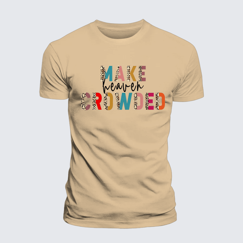 Make Heaven Crowded Leopard Print Jesus God Christian Premium Mercerized Cotton Tee