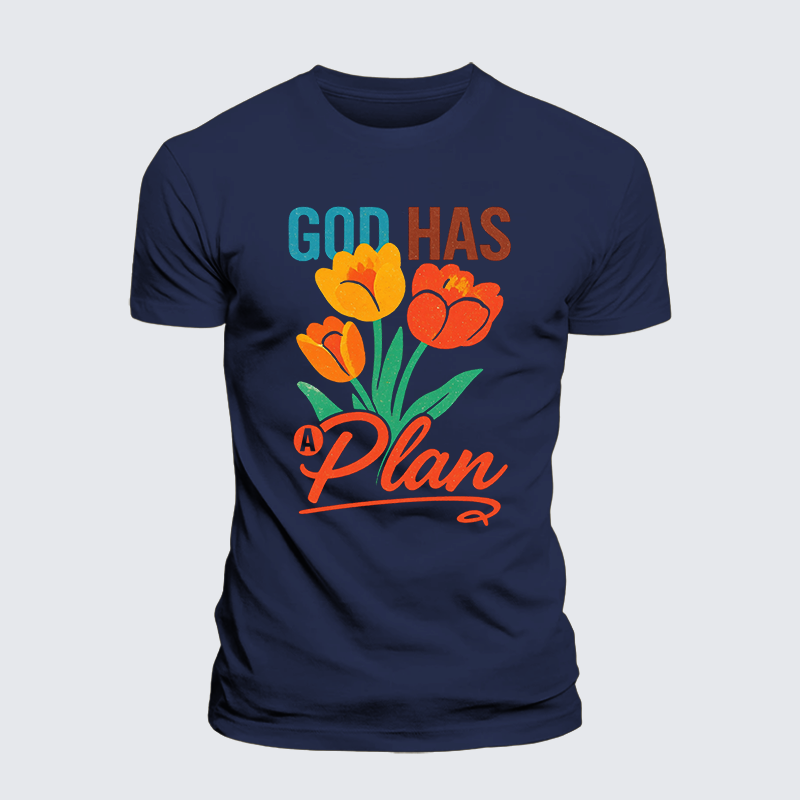 God Has A Plan Jesus God Christian Premium Mercerized Cotton Tee