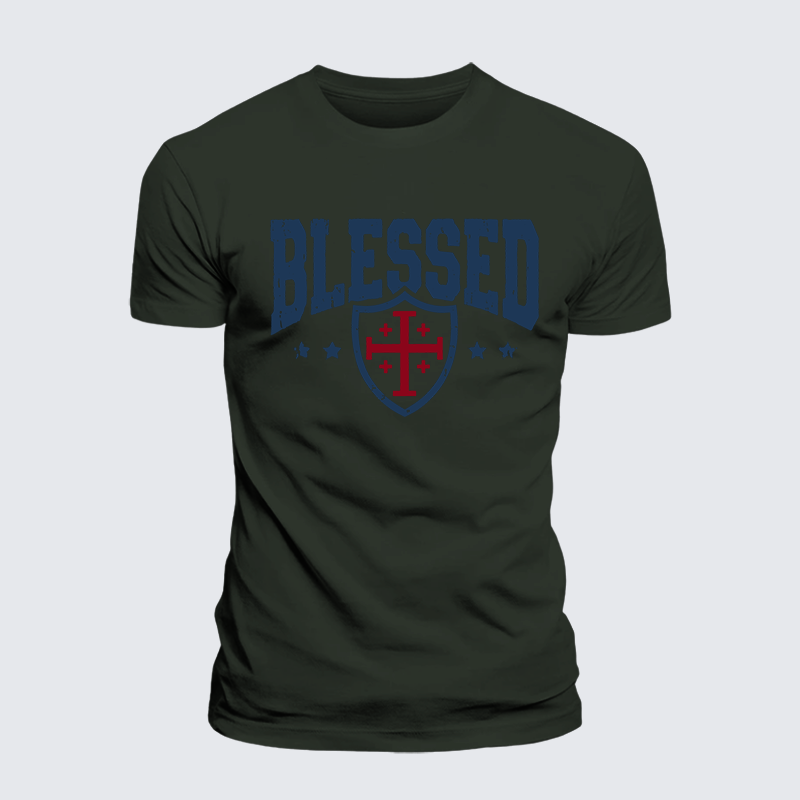 Blessed Cross Jesus God Christian Premium Mercerized Cotton Tee