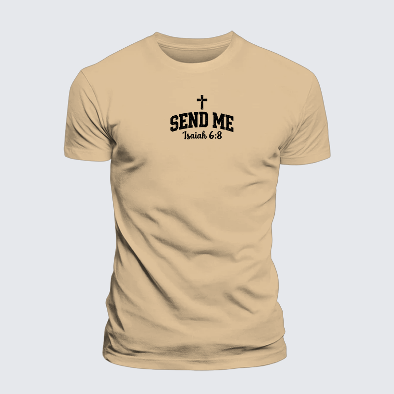 Isaiah 6:8 - SEND ME Jesus God Christian Premium Mercerized Cotton Tee