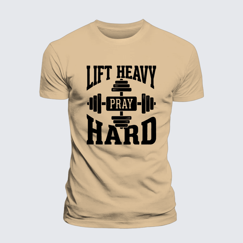 Lift Heavy Pray Hard Jesus God Christian Premium Mercerized Cotton Tee