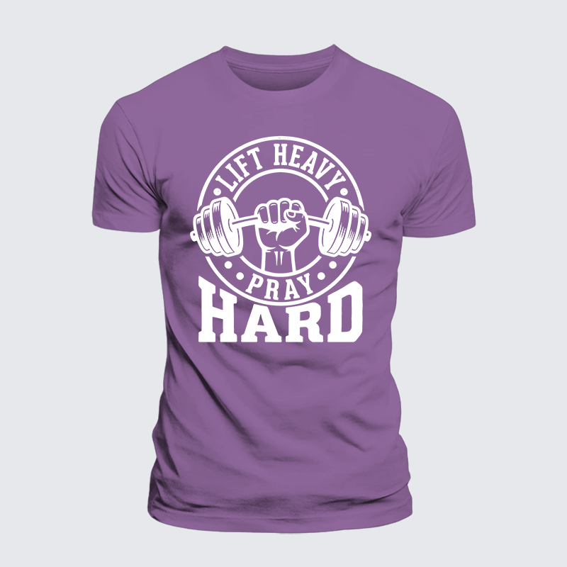Lift Heavy Pray Hard Jesus God Christian Premium Mercerized Cotton Tee