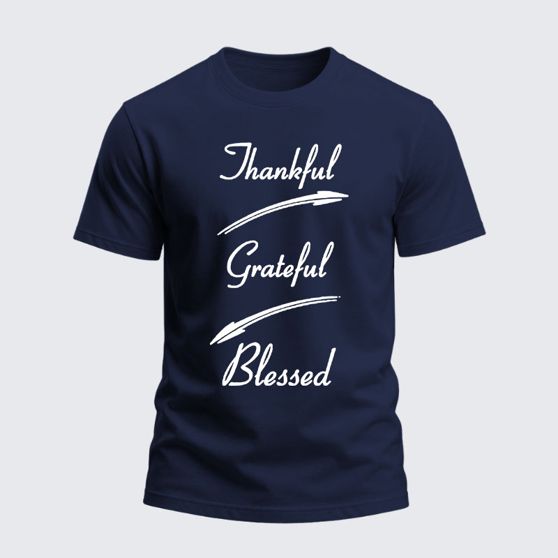 Heavyweight Cotton Tee - Thankful Grateful Blessed