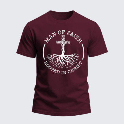 Heavyweight Cotton Tee - Man of Faith Rooted in Christ