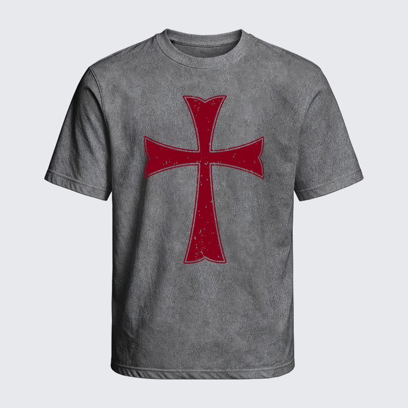 Washed T-Shirt - Knights Templar Crusader Cross