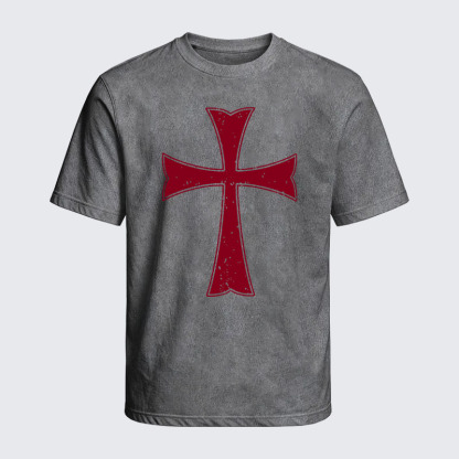 Washed T-Shirt - Knights Templar Crusader Cross