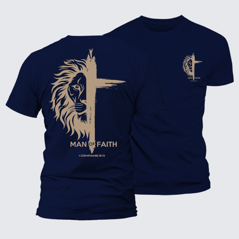 Man of Faith Jesus God Christian Cotton T-Shirt