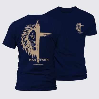 Man of Faith Jesus God Christian Cotton T-Shirt