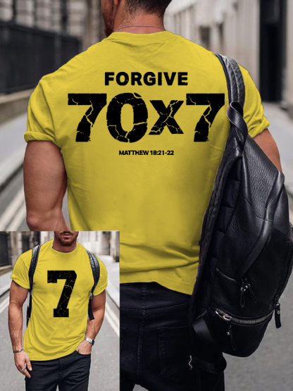 Forgive 70 7 Jesus God Christian Cotton T-Shirt