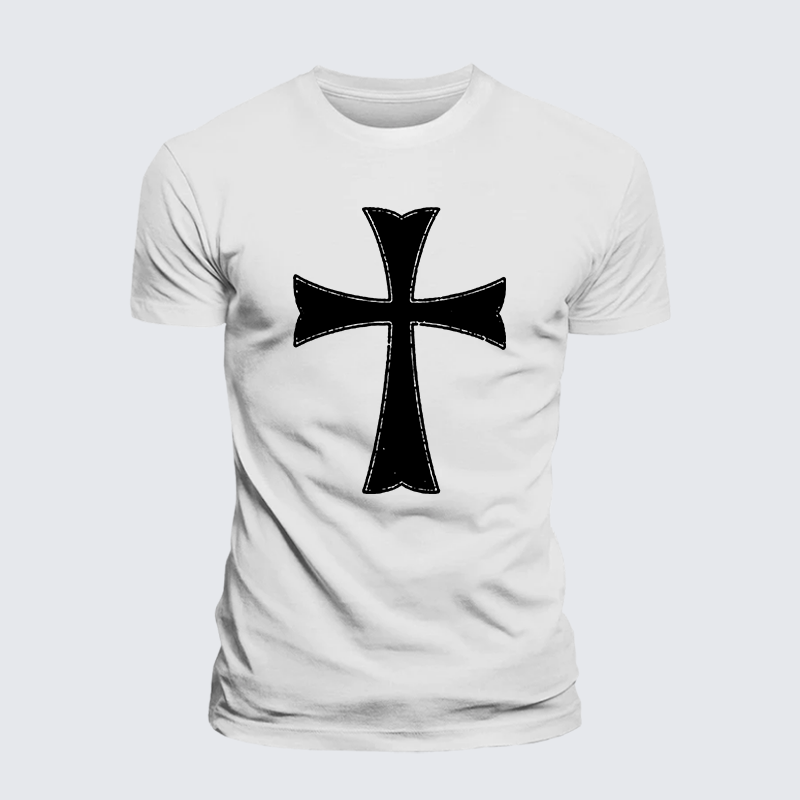 Knights Templar Crusader Cross Jesus God Christian Premium Mercerized Cotton Tee