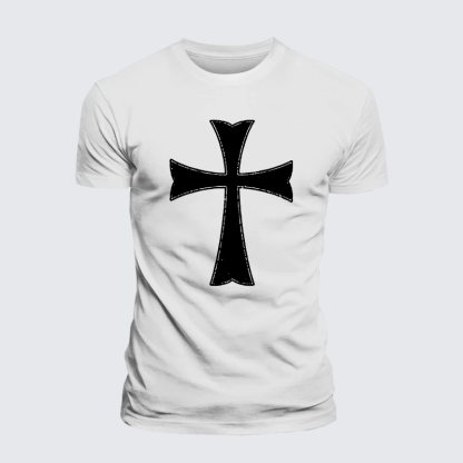 Knights Templar Crusader Cross Jesus God Christian Premium Mercerized Cotton Tee