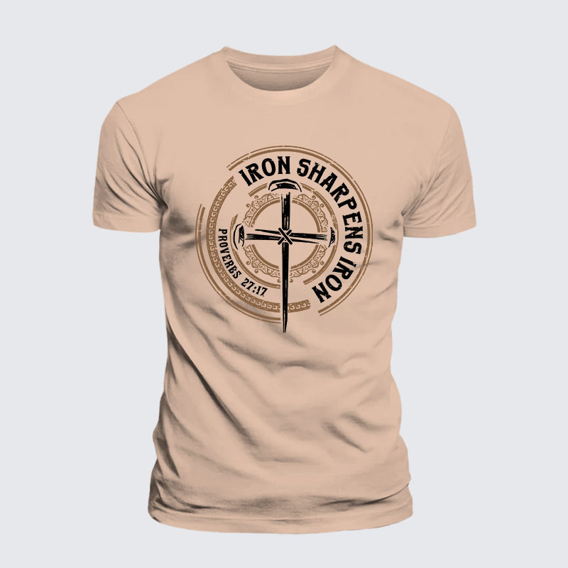 Iron Sharpens Iron - Proverbs 27:17 Jesus God Christian Premium Mercerized Cotton Tee