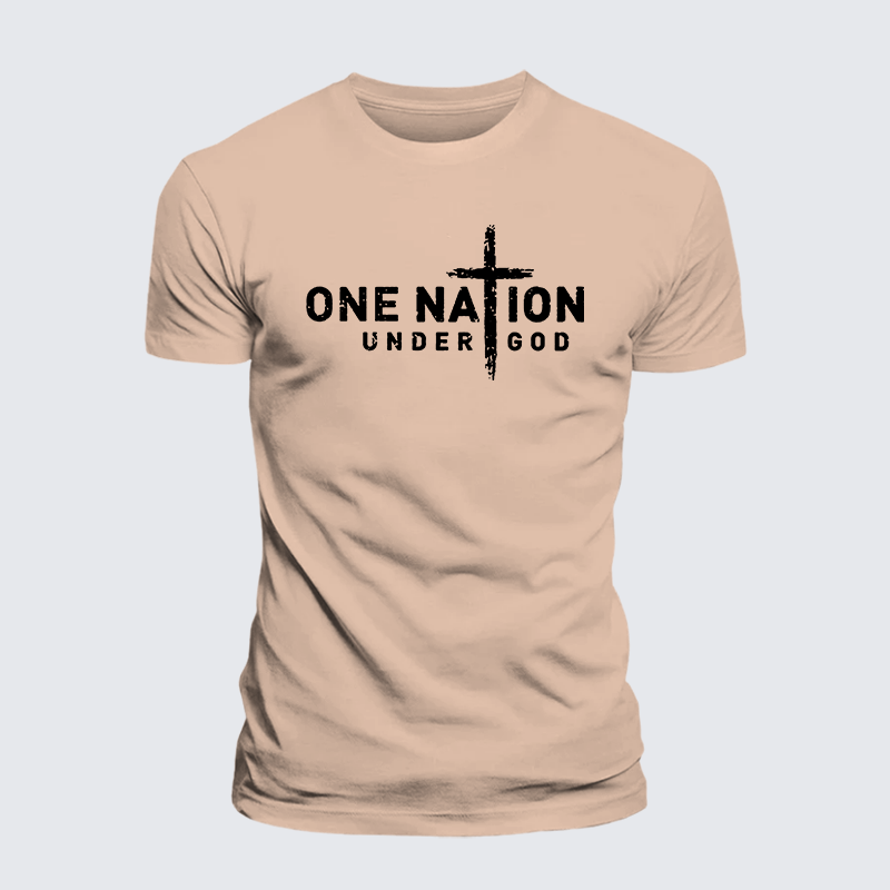 One Nation Under God Cross Jesus God Christian Premium Mercerized Cotton Tee