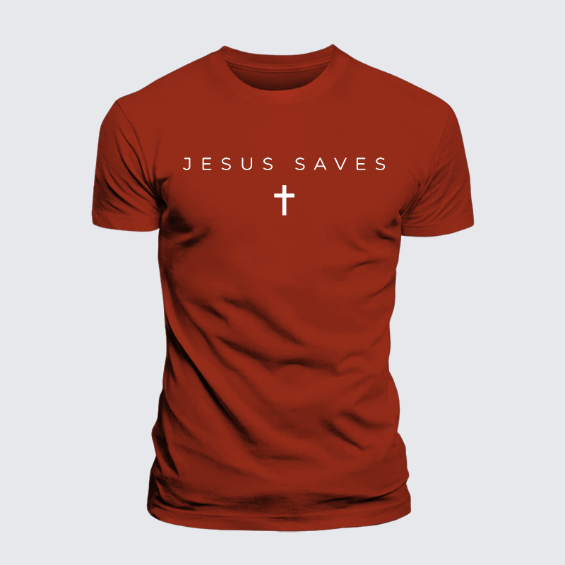 Jesus Saves Jesus God Christian Premium Mercerized Cotton Tee
